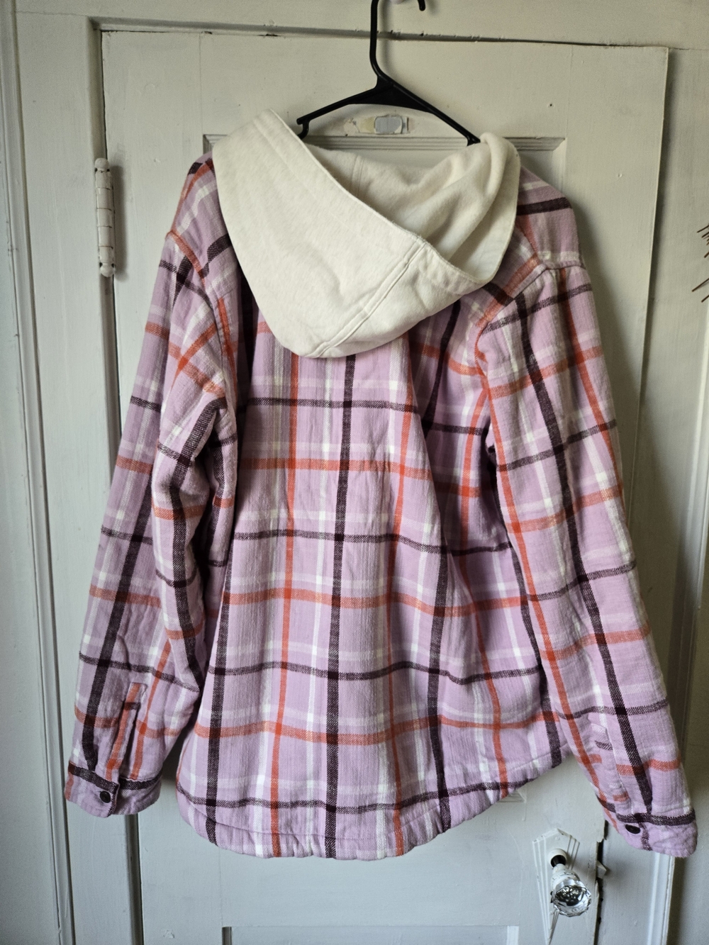 L.L. Bean Lilac and Cream Plaid Hooded Jacket - Picture 2 of 5